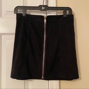 Black suede zip up skirt
